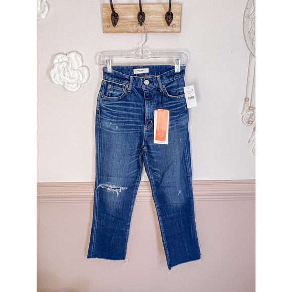 MOUSSY VINTAGE Rhode Cropped Distressed Flared Jeans NWT Size 26 - Picture 5 of 9